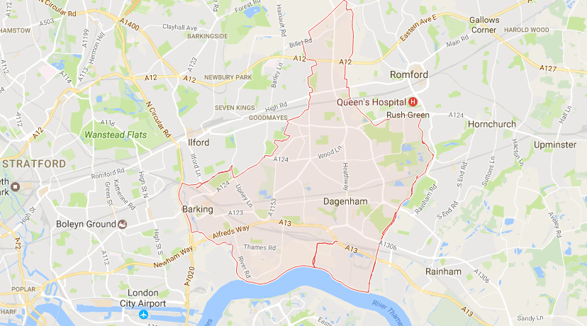 London borough of Dagenham map